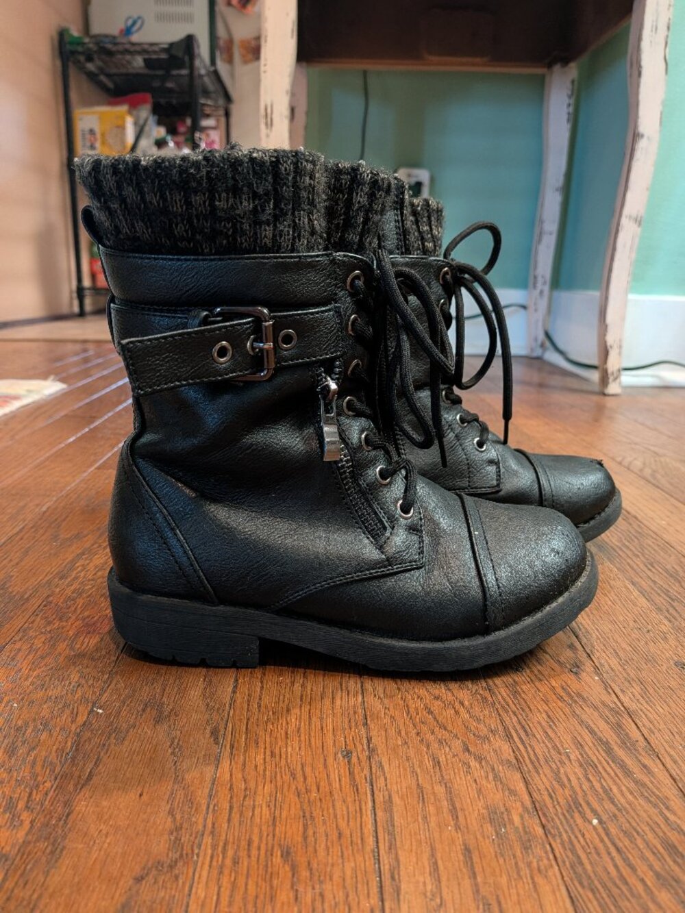 Girls black boots size 2